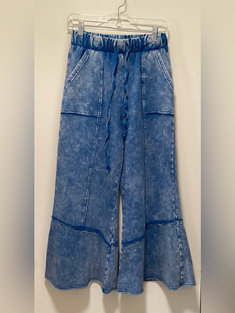 Zenana Acid Wash Wide Leg Exposed Seam Pants